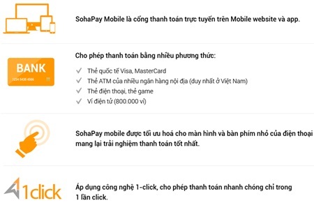 Những ưu điểm của SohaPay Mobile