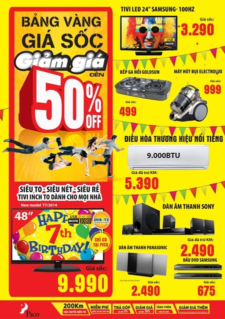 PICO khuyến mãi tưng bừng trong tháng sinh nhật lần thứ 7 - 3 Chi tiết các chương trình khách hàng vui lòng xem tại website