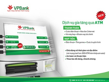 Thanh toán hóa đơn và nạp tiền ngay tại cây ATM của VPBank - 1 Thanh toán hóa đơn và nạp tiền ngay tại cây ATM của VPBank