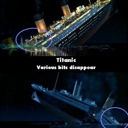 Bắt lỗi những bộ phim bom tấn của điện ảnh Hollywood - 6 Phim Titanic: Rất nhiều chi tiết ở phần đuôi tàu bị biến mất.