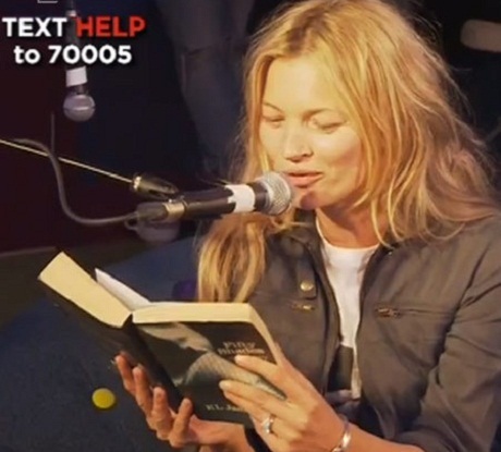 Siêu mẫu Kate Moss đọc truyện khiêu dâm kêu gọi quyên góp từ thiện - 1 Sự xuất hiện của Kate tại trường quay.