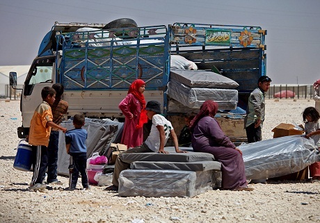 Những người tị nạn Syria đã đến được trại tị nạn Zaatari nằm ở Mafraq, Jordan.