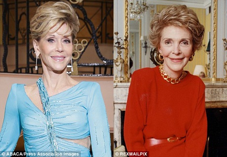 Nữ diễn viên Jane Fonda (trái) và cựu phu nhân Tổng thống Nancy Reagan (phải).