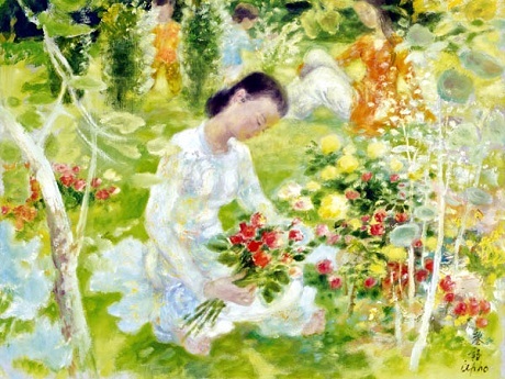 Chi hàng trăm ngàn USD cho tranh Việt "hồi hương" - 1 Bức tranh Picking Roses của danh họa Lê Phổ.