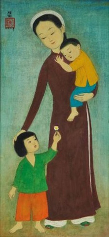 Hai tác phẩm tranh lụa được bán với
giá cao của họa sĩ Mai Trung Thứ.