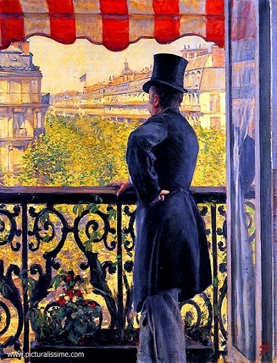 Nếu nàng Mona Lisa biết chụp ảnh “tự sướng”...! - 23 Bức “Người đàn ông trên ban công” - Gustave Caillebotte vẽ năm 1880.