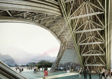 Kiến trúc mềm mại của công trình lấy ý tưởng từ thư pháp - 8 Đây sẽ là nơi gặp gỡ, giao lưu của các du khách chứ không chỉ là một cánh cổng ra vào đơn thuần.