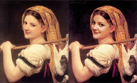 Nghệ sĩ đẹp lộng lẫy khi hóa thân vào tranh cổ - 5 Nữ diễn viên Drew Barrymore trong bức “Đi chợ về” (William Adolphe Bouguereau - 1869)