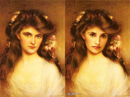Nghệ sĩ đẹp lộng lẫy khi hóa thân vào tranh cổ - 9 Nữ diễn viên Penélope Cruz trong bức “Cô gái trẻ xinh đẹp cài hoa trên tóc” (Albert Lynch)
