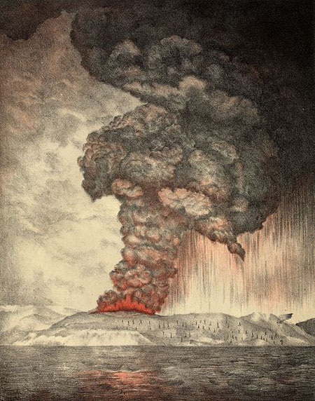 Lý giải bầu trời màu đỏ trong siêu phẩm “Tiếng Thét” - 2 Thảm họa ngọn núi lửa Krakatoa phun trào năm 1883