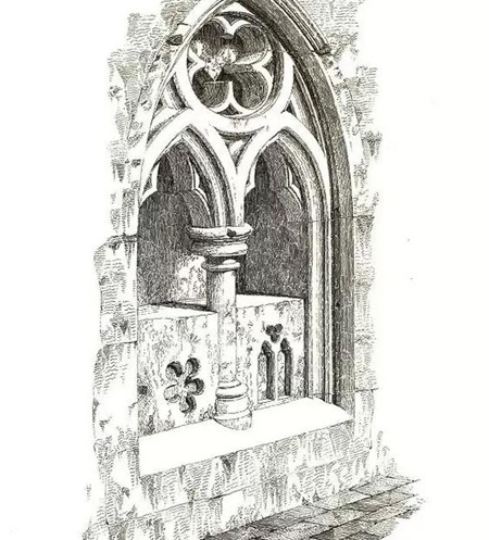 Hình minh họa ngôi mộ nơi chôn cất trái tim người chết tại nhà nguyện Leyburne, Anh Quốc.