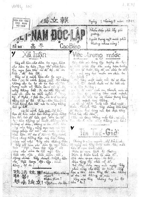 Báo Việt Nam Độc Lập xuất bản từ năm 1941-1945.