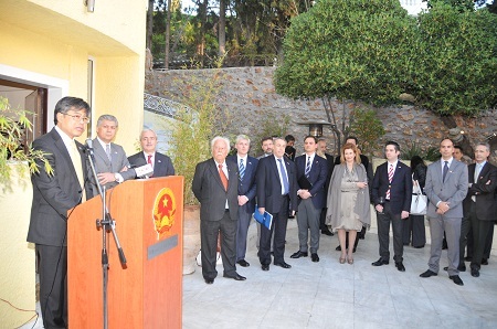 Lễ ra mắt Hội đồng Kinh doanh Hy lạp - Việt Nam - 1 Đại sứ Việt Nam phát biểu tại buổi lễ