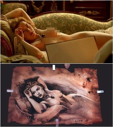 Đạo diễn James Cameron (phải) chỉ đạo Leonardo DiCaprio diễn xuất trong cảnh phim kinh điển