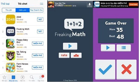 Làm game mobile không khó đối với người trẻ Việt - 1 Freaking Math đang nằm trong top những game miễn phí đứng đầu bảng xếp hạng của Apple Store.