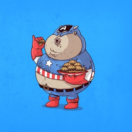 Hài hước chùm ảnh những siêu anh hùng màn ảnh bị… béo phì - 6 Captain America - “người hùng hamburger”.