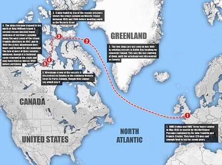 Cả hai con tàu đều khởi hành từ London với hy vọng tìm ra tuyến đường thương mại tiềm năng.