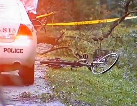 Glynn đang lái xe trong rừng thì tai nạn bất ngờ xảy ra.