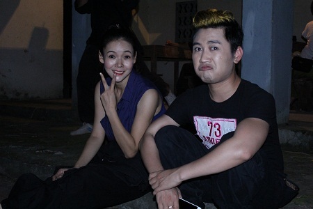 Don Nguyễn và Diễm Hương trên trường quay.