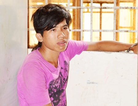 Đối tượng Hậu tại cơ quan công an.