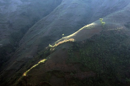 Vạt nắng hiếm hoi của mùa đông trên đèo Khau Phạ (Nghĩa Lộ - Yên Bái).