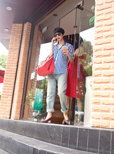 Trong trang phục này, không ai nghĩ Xuân Lan đang mang bầu tháng thứ 6