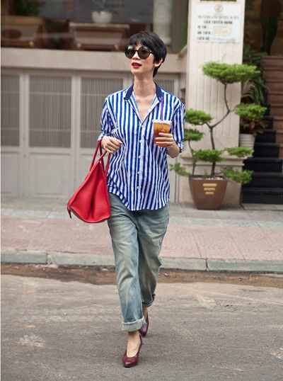 Trong trang phục này, không ai nghĩ Xuân Lan đang mang bầu tháng thứ 6