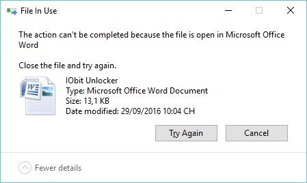 Phần mềm miễn phí giúp xử lý các file, thư mục “cứng đầu” trên máy tính - 1 Một hộp thoại lỗi hiện ra khi bạn không thể xóa file