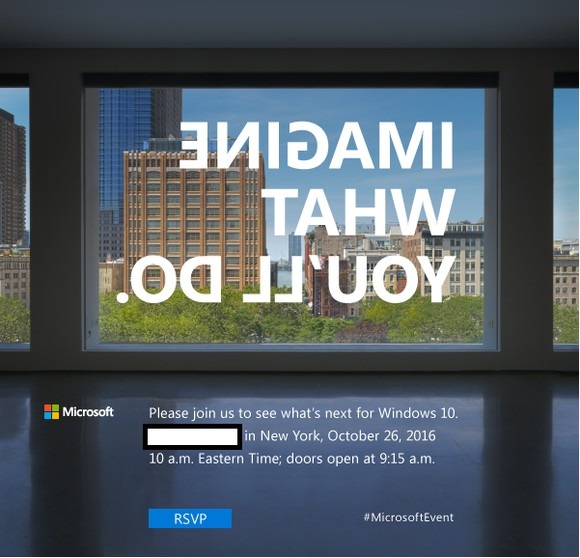 Microsoft tổ chức sự kiện đặc biệt ngày 26/10, máy tính Surface mới xuất hiện? - 1 Thư mời sự kiện đặc biệt ngày 26/10 với hình ảnh một chiếc cửa sổ ám chỉ cho “Windows” của Microsoft