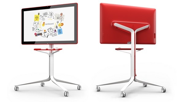 Google ra mắt Jamboard - bảng thông minh thay thế bảng viết truyền thống - 2 Thiết bị được gắn trên một giá đỡ với bánh xe để dễ dàng di chuyển vị trí