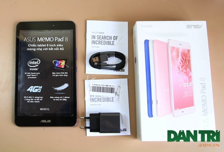 Đập hộp Asus Memo Pad 8 dùng chip 64-bit đầu tiên tại Việt Nam - 2 Toàn bộ phụ kiện đi theo máy