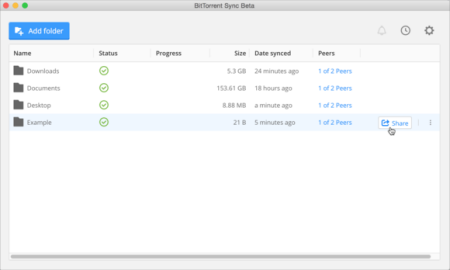 Tạo mạng chia sẻ ngang hàng với BitTorrent Sync trên Mac OS X - 3 Tạo mạng chia sẻ ngang hàng với BitTorrent Sync trên Mac OS X