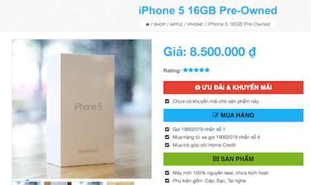 Nhiều cửa hàng chào bán iPhone 5 Refurbished giá 8,5 triệu đồng