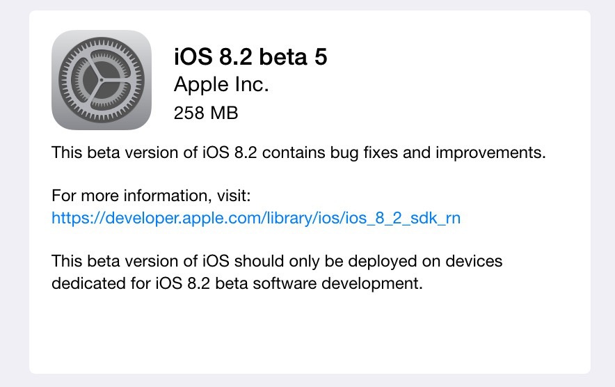 Apple phát hành phiên bản iOS 8.2 beta 5 - 1 Bản thử nghiệm iOS 8.2 beta 5 dành cho các lập trình viên