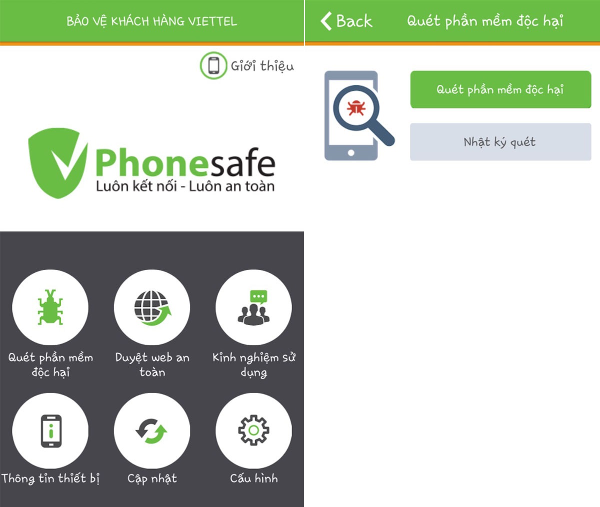 Phonesafe được cài trên smartphone