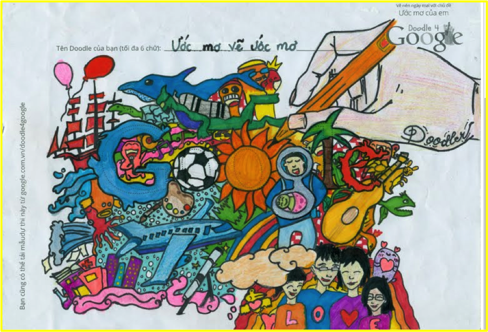Ngắm 9 tác phẩm loạt vào vòng chung kết Doodle 4 Google của trẻ em Việt - 5 Chu Mai Thi, Hà Nội: Giấc mơ vẽ giấc mơ