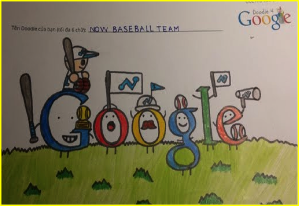 Ngắm 9 tác phẩm loạt vào vòng chung kết Doodle 4 Google của trẻ em Việt - 6 Nguyễn Tuấn Anh, TPHCM: Đội bóng chày