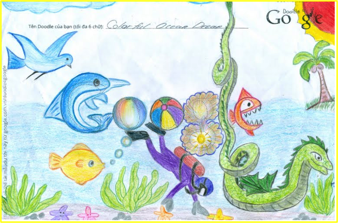 Ngắm 9 tác phẩm loạt vào vòng chung kết Doodle 4 Google của trẻ em Việt - 7 Việt Hà, TPHCM: Đại dương sắc màu