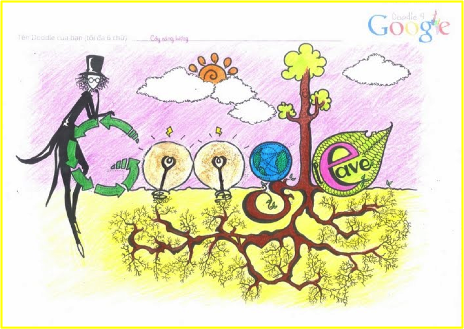 Ngắm 9 tác phẩm loạt vào vòng chung kết Doodle 4 Google của trẻ em Việt - 10 Nguyễn Ngọc Kim Long, TPHCM: Cây năng lượng.