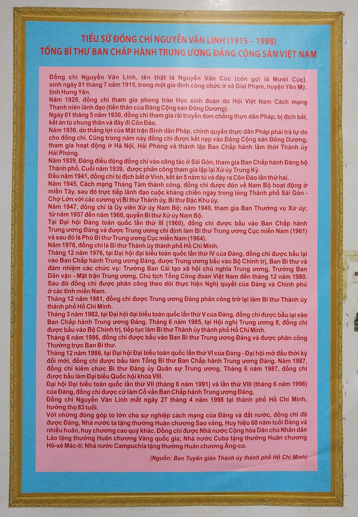 Tổng Bí Thư Nguyễn Văn Linh - Nhà Lãnh đạo kiên định và sáng tạo - 3 Tiểu sử của Đồng chí Nguyễn Văn Linh (1915-1998)