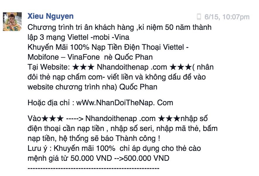 Lừa đảo trên Facebook đang có chiều hướng tăng mạnh - 2 Một hình thức lừa đảo đang phát tán trên Facebook
