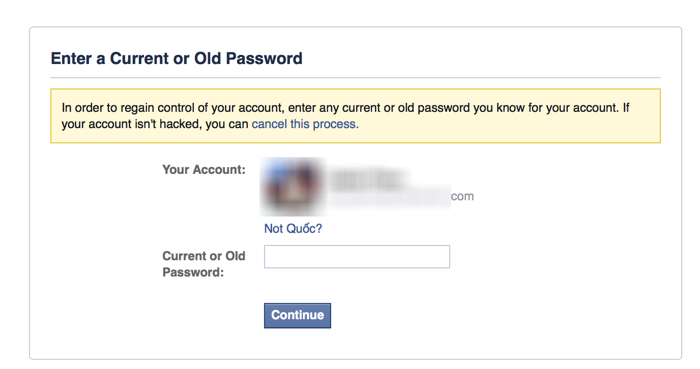 Thủ thuật lấy lại tài khoản Facebook bị hack một cách dễ dàng - 3 Hãy nhập vào mật khẩu trước đó của người dùng