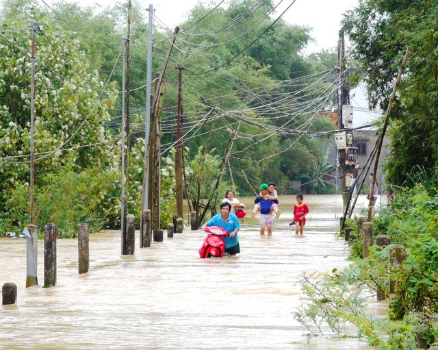 10 người chết, 1 người mất tích và 3 người bị thương do mưa lũ - 1 Nhiều khu dân cư ở Bình Định bị ngập (ảnh Doãn Công)