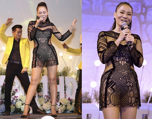 Hoa hậu Đỗ Mỹ Linh, Phạm Hương lọt top sao mặc đẹp - 9 Thu Minh lọt Top sao mặc xấu tuần này vì phần đồ lót kém tinh tế. Không chỉ vậy, bộ trang phục xuyên thấu với độ ngắn “thách thức người xem” thế này cũng không mấy phù hợp với hình ảnh đẳng cấp Thu Minh đang xây dựng.