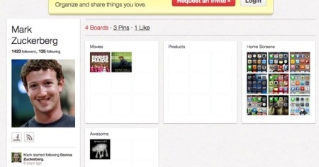 Ông chủ Facebook tham gia mạng xã hội Pinterest - 1 Ông chủ Facebook tham gia mạng xã hội Pinterest - 1