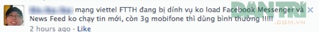 Người dùng than khó truy cập Facebook trên mạng Viettel - 2 Người dùng tại TP.HCM phàn nàn tình trạng lỗi Facebook trên trang cá nhân của họ.
