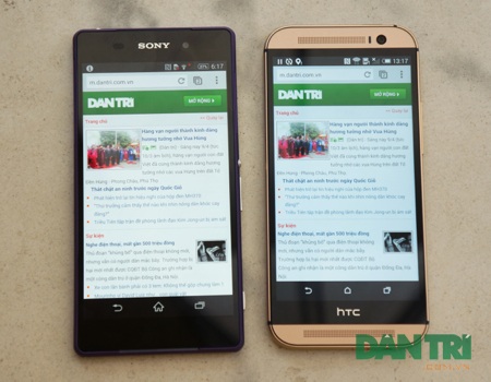 HTC One M8 vàng đọ dáng cùng Xperia Z2 tím - 7 Trên tay phóng viên