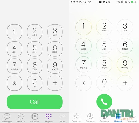 Viber tung bản cập nhật độc đáo dành cho người dùng iPhone - 1 Giao diện bàn phím gọi điện Viber (bên trái) và giao diện gọi điện của máy khá tương đồng.