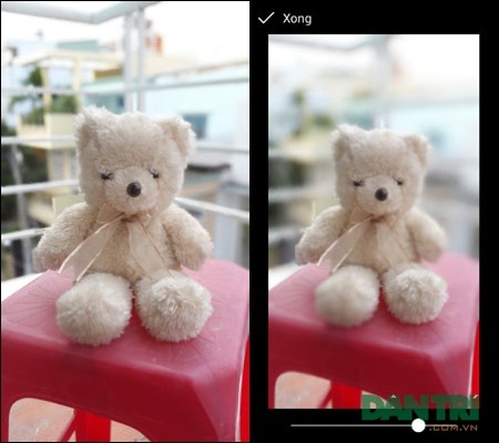 Sau khi chụp, bức ảnh sẽ xử lý (ảnh trái) và tạo ra bức ảnh hoàn chỉnh (ảnh phải).