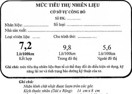 Sẽ dán nhãn tiêu thụ nhiên liệu với xe 7 chỗ từ 2015 - 2 Sẽ dán nhãn tiêu thụ nhiên liệu với xe 7 chỗ từ 2015